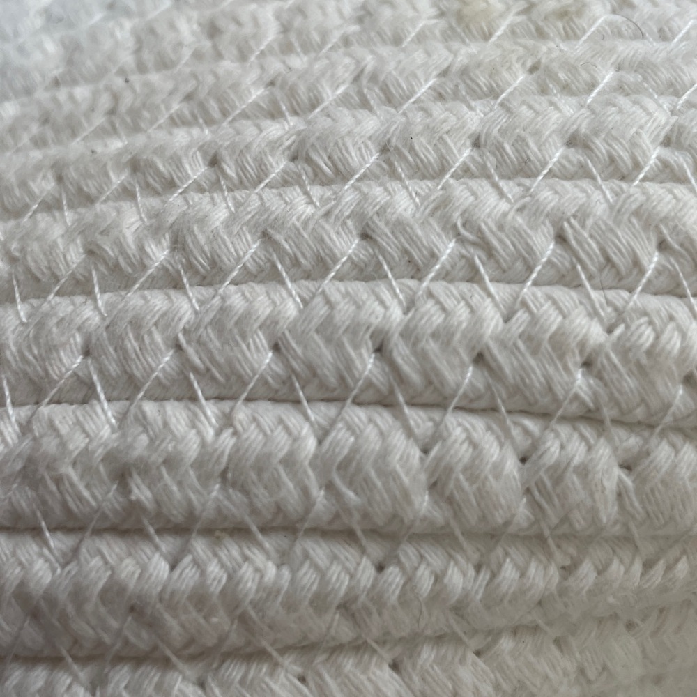Face Design White Minimalist Woven Storage Basket - Picture 11 of 15